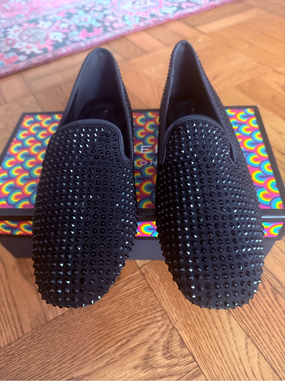 Kurt Geiger Black Crystal Slip-On Loafers Size 40 (US 9)